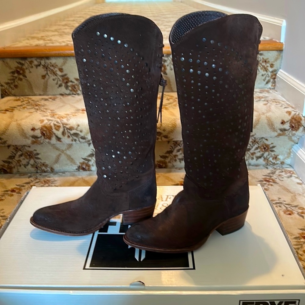 Frye boots tall dark brown